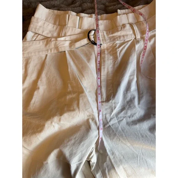 Banana Republic Belted Wide Leg Pants Size 18 Beige Paper-bag Pleated Waist - Picture 8 of 9